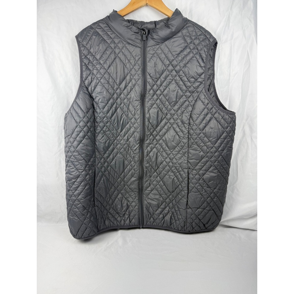 Jockey Quilted Puffer Vest Gray Full Zip Lightweight No Size Tag Approx XL